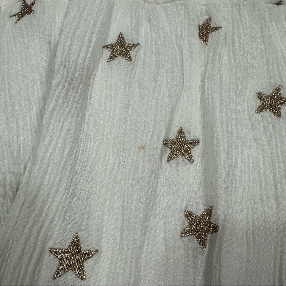 Mi Ami White Gauze Mini Dress with Gold Stars Festival, Summer, & Holiday Outfit - Picture 5 of 7